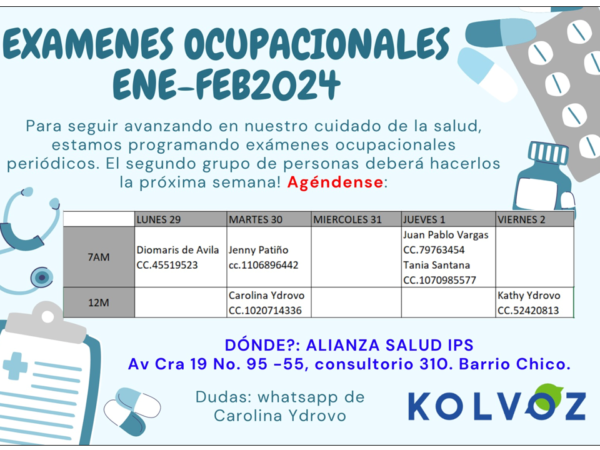 PROGRAMACIÓN EXÁMENES OCUPACIONALES ENE-FEB